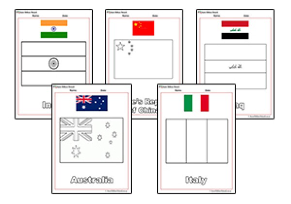 World flags colouring pages