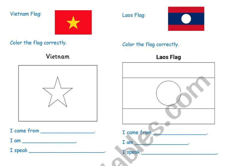 Asean flags coloring activities