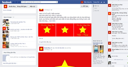 Youngsters color their facebook in red by the vietnam flag