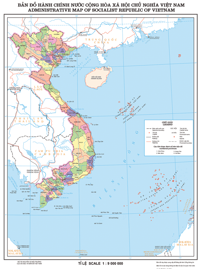 Vietnam map locations and geography of different provinces