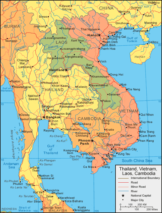 Vietnam map and satellite image