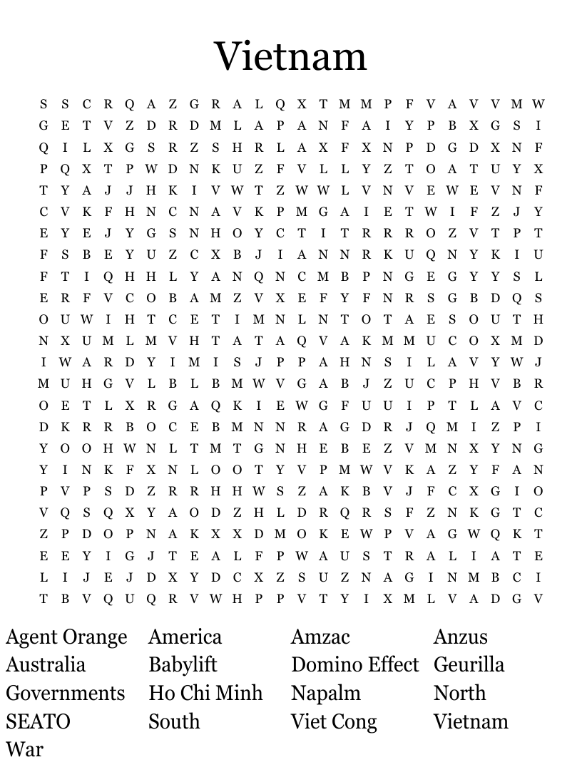 Vietnam word search