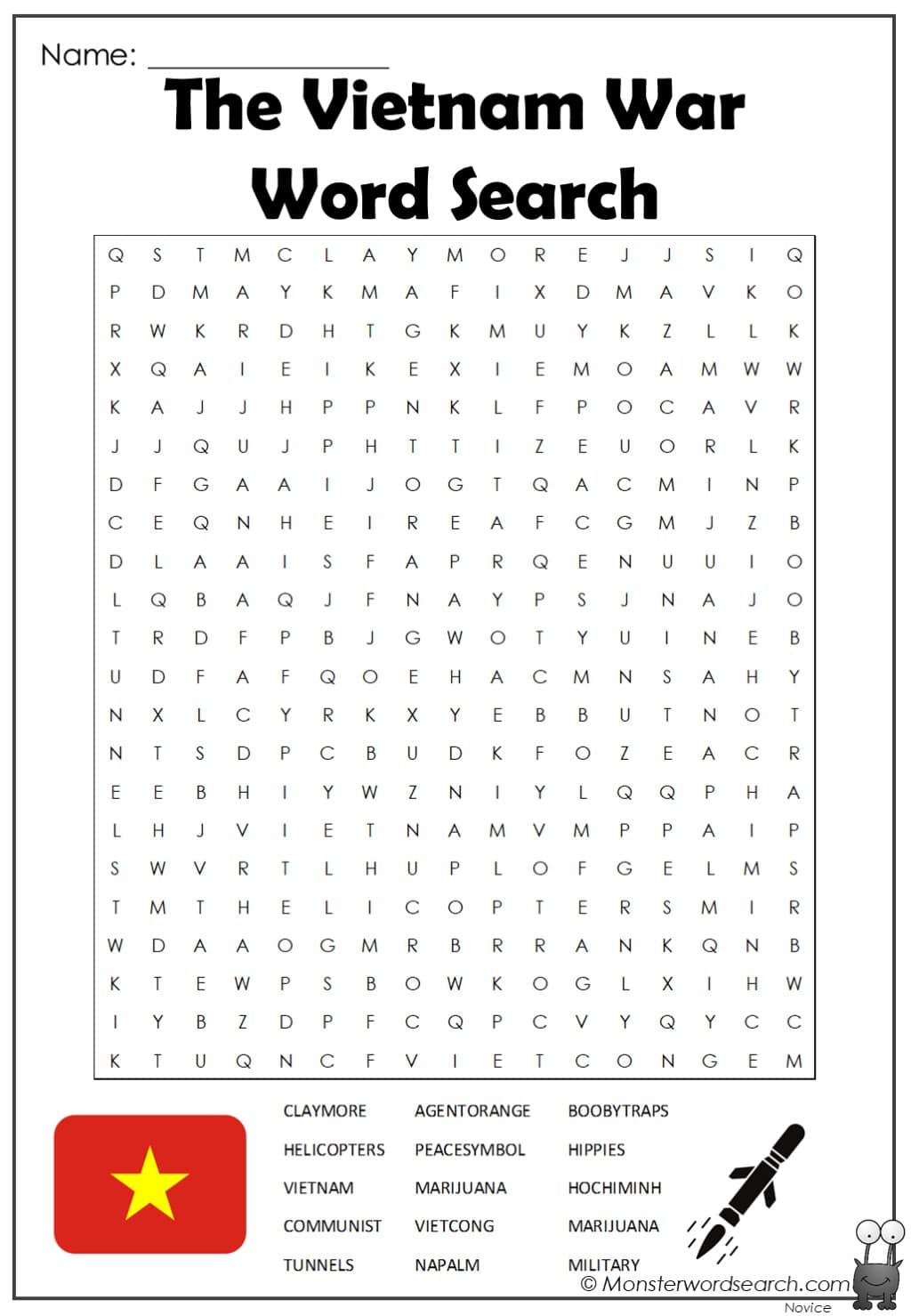 The vietnam war word search