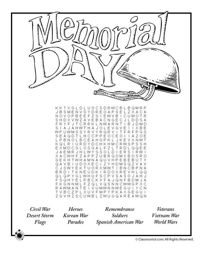 Memorial day word sech woo jr kids activities childrens publishing memorial day activities memorial day coloring pages worksheets for kids