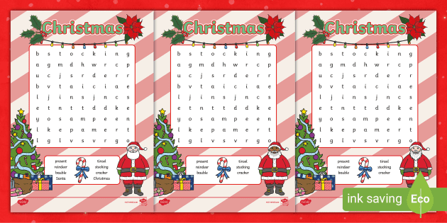 Christmas word search for kids