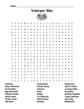 The vietnam war word search cold war by northeast education tpt