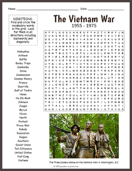 The vietnam war word search puzzle worksheet activity by puzzles to print