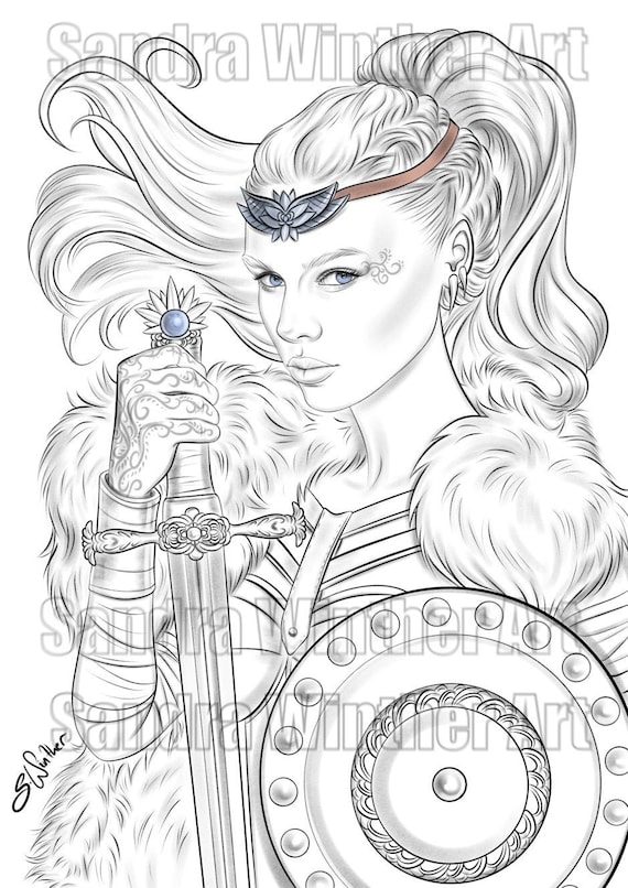 Viking warrior instant download coloring page