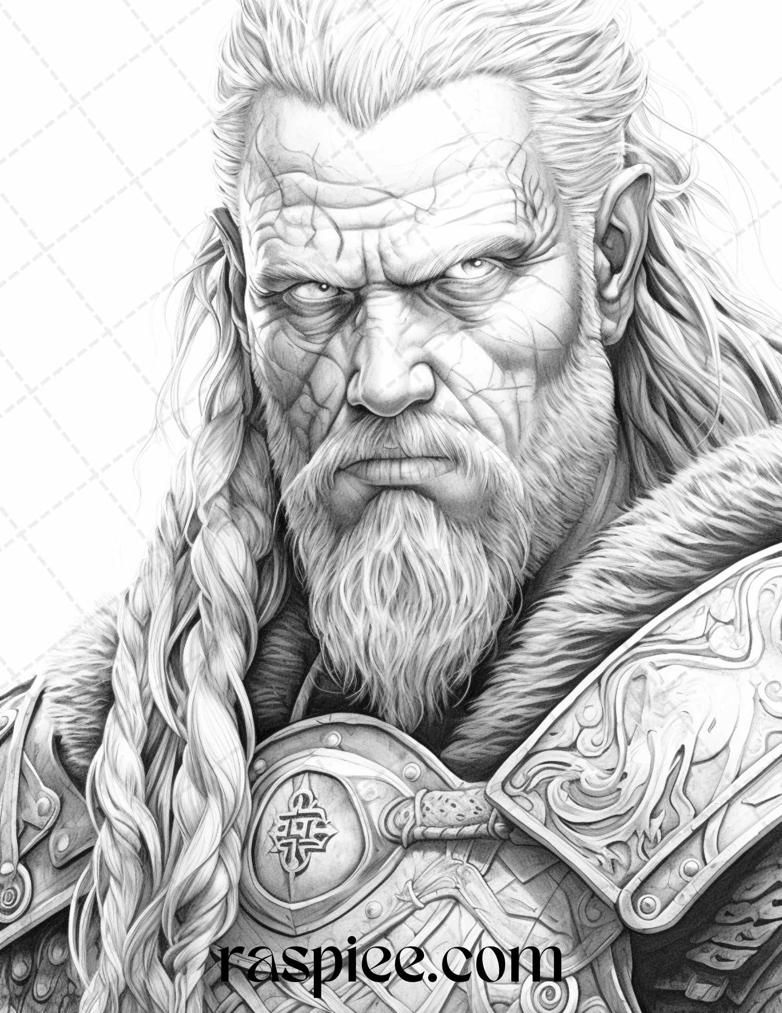 Viking warriors portrait grayscale coloring pages printable for adu â coloring