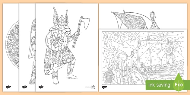 Viking mindfulness colouring pages