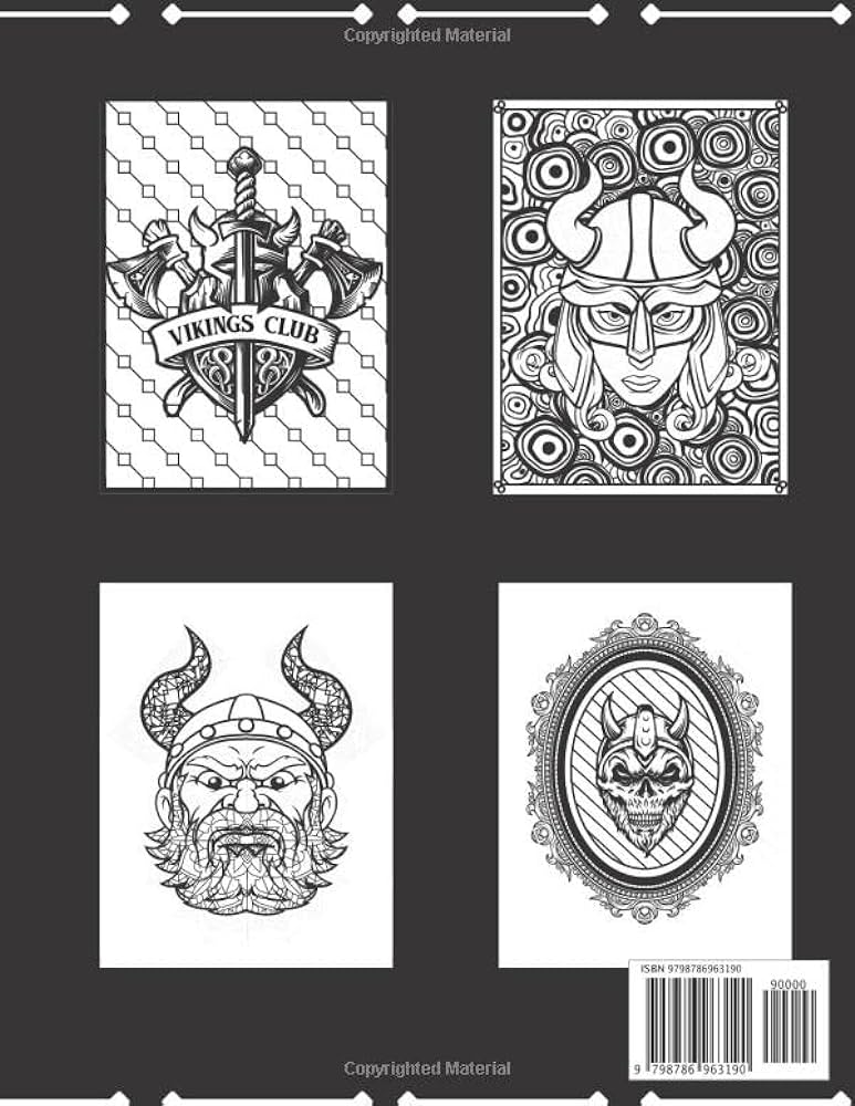 Viking coloring book nordic and celtic design patterns for adults tattoos norse symbol warrior scandinavian fighter berserker by square silver