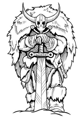 Viking with sword coloring page free printable coloring pages