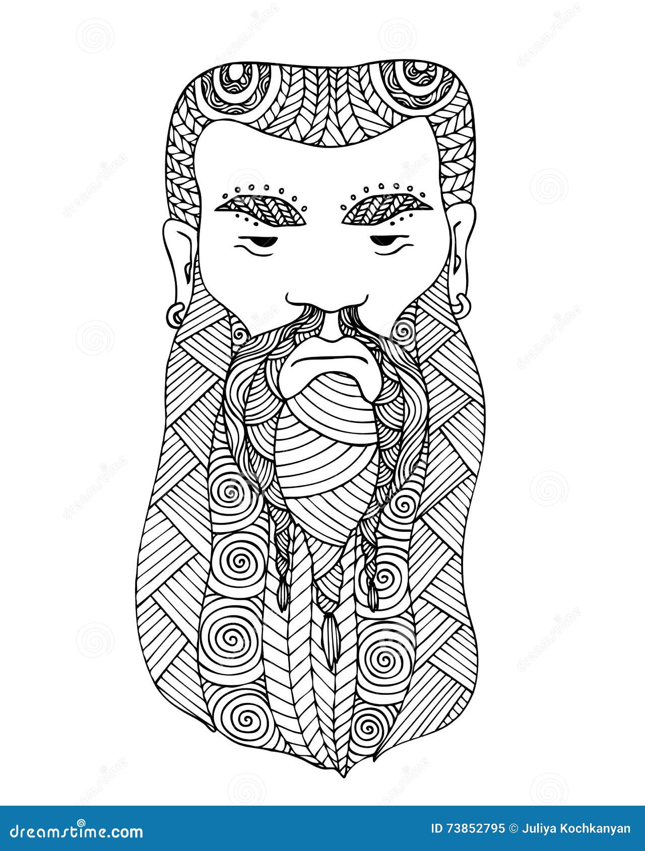 Adult coloring book page design with the face of a viking stock vector