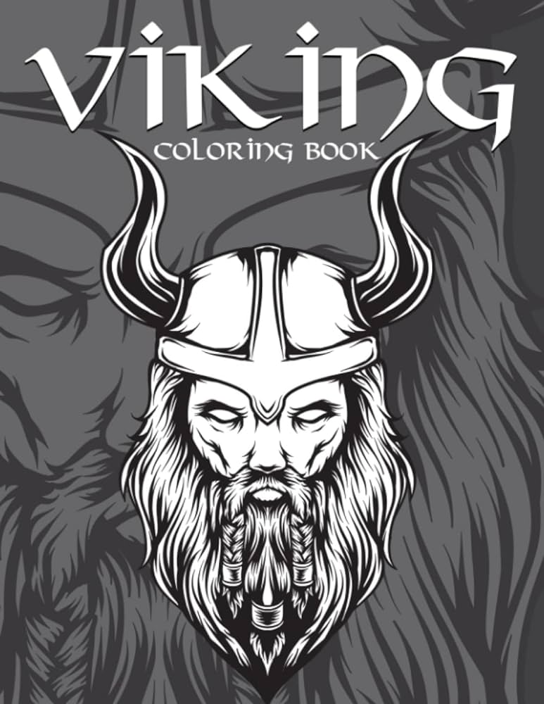 Viking coloring book adults coloring pages featuring nordic warriors berserkers valhalla runes spears and shields for stress relief and relaxation fitzpatrick jeffrey books