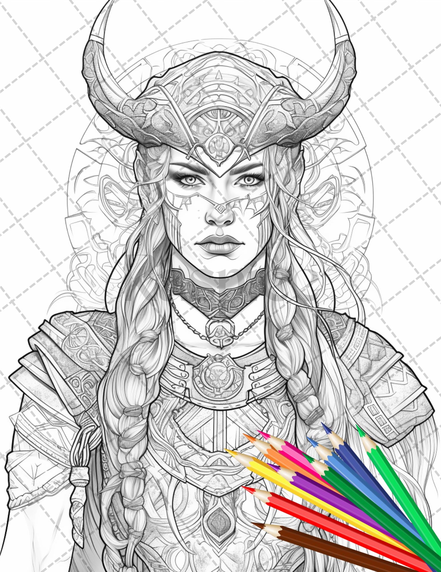 Viking women warrior printable coloring pages for adults nordic cu â coloring