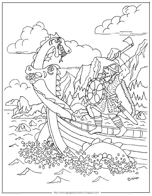 Coloring pages for kids by mr adron printable viking and sea serpent coloring page monster coloring pages pirate coloring pages coloring pages