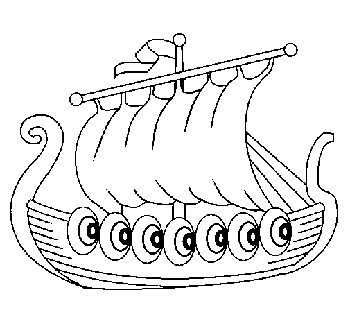 Colored page viking boat painted by viking ship