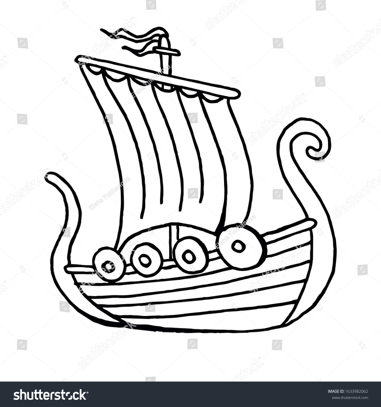 Marine coloring book antistress ships vikings stock vector royalty free