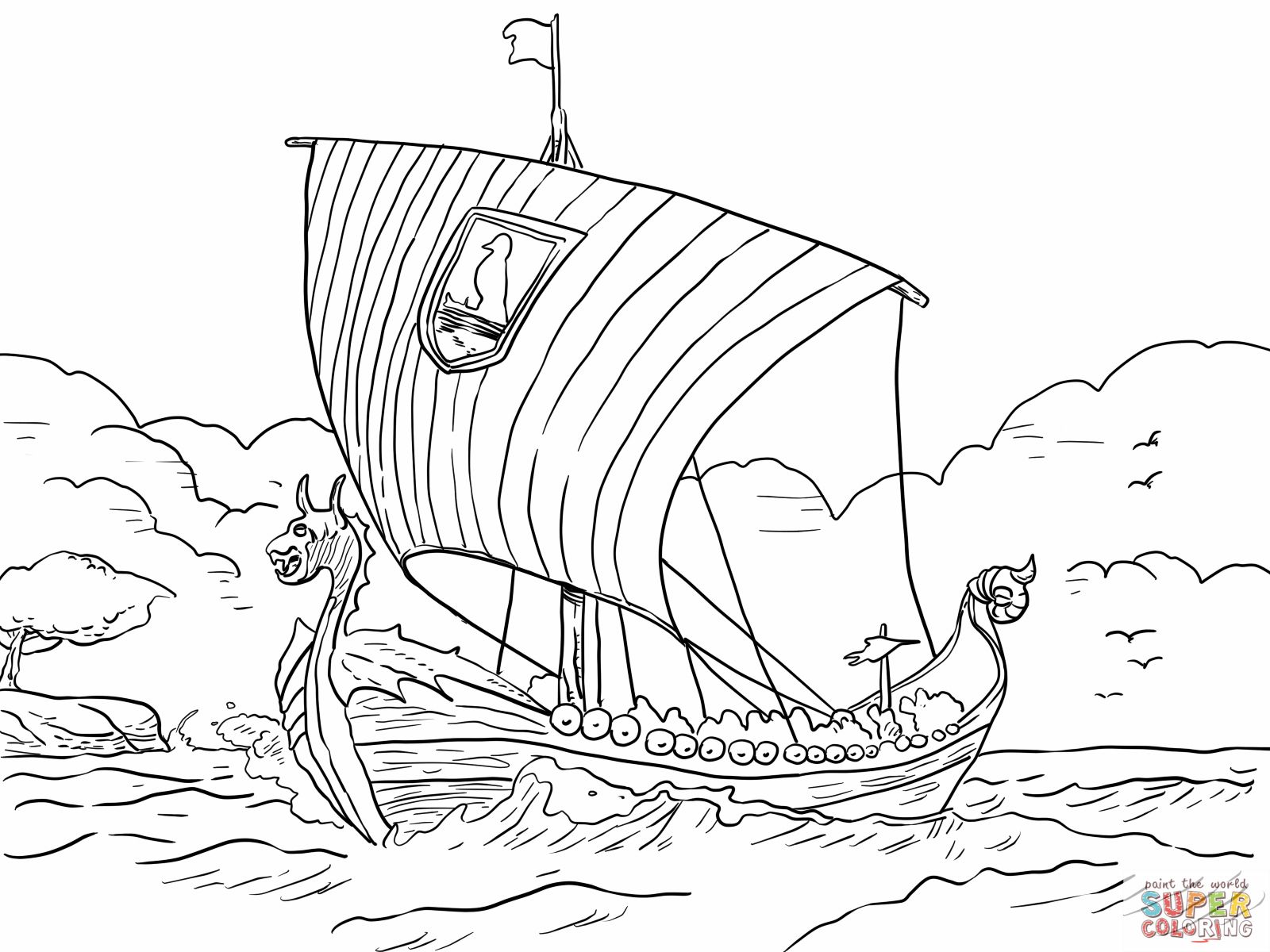 Longship viking sea vessel coloring online super coloring free printable coloring pages free coloring pages coloring pages