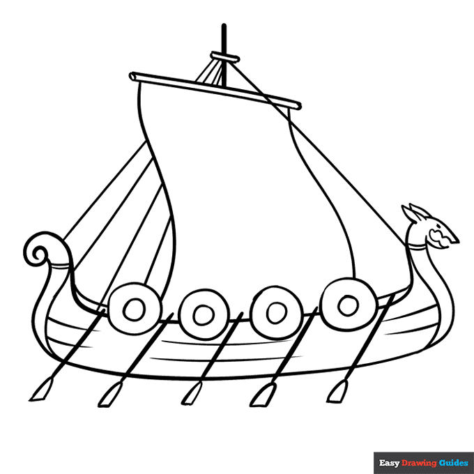 Viking ship coloring page easy drawing guides