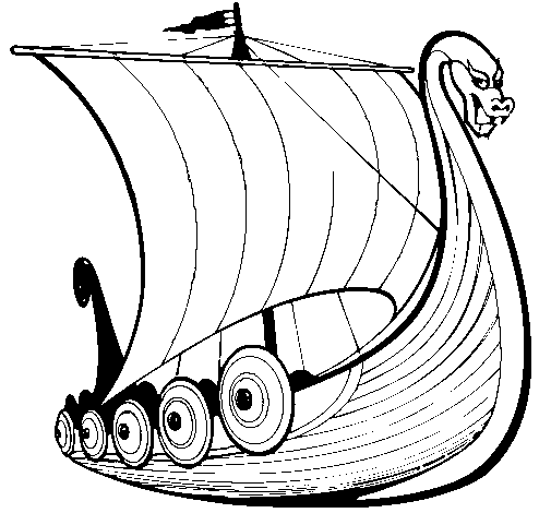 Colored page viking boat painted by viking boat