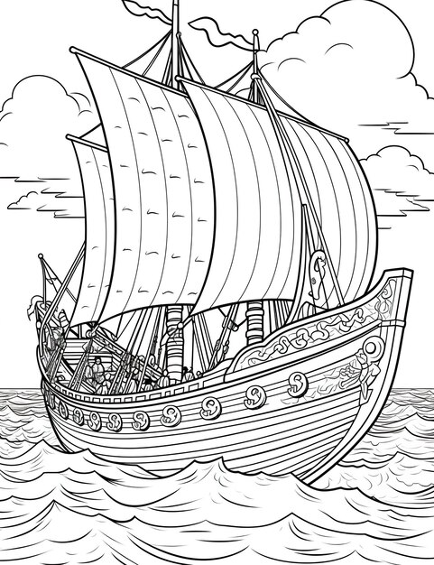 Ship coloring page images