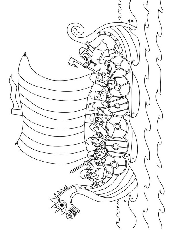 Viking ship coloring page