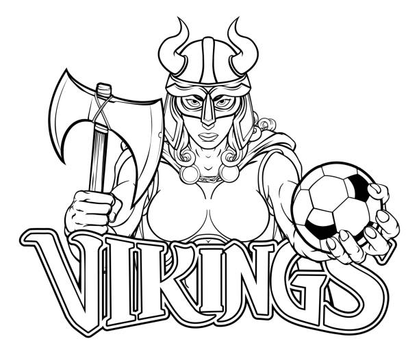 Viking female gladiator soccer warrior woman stock illustration