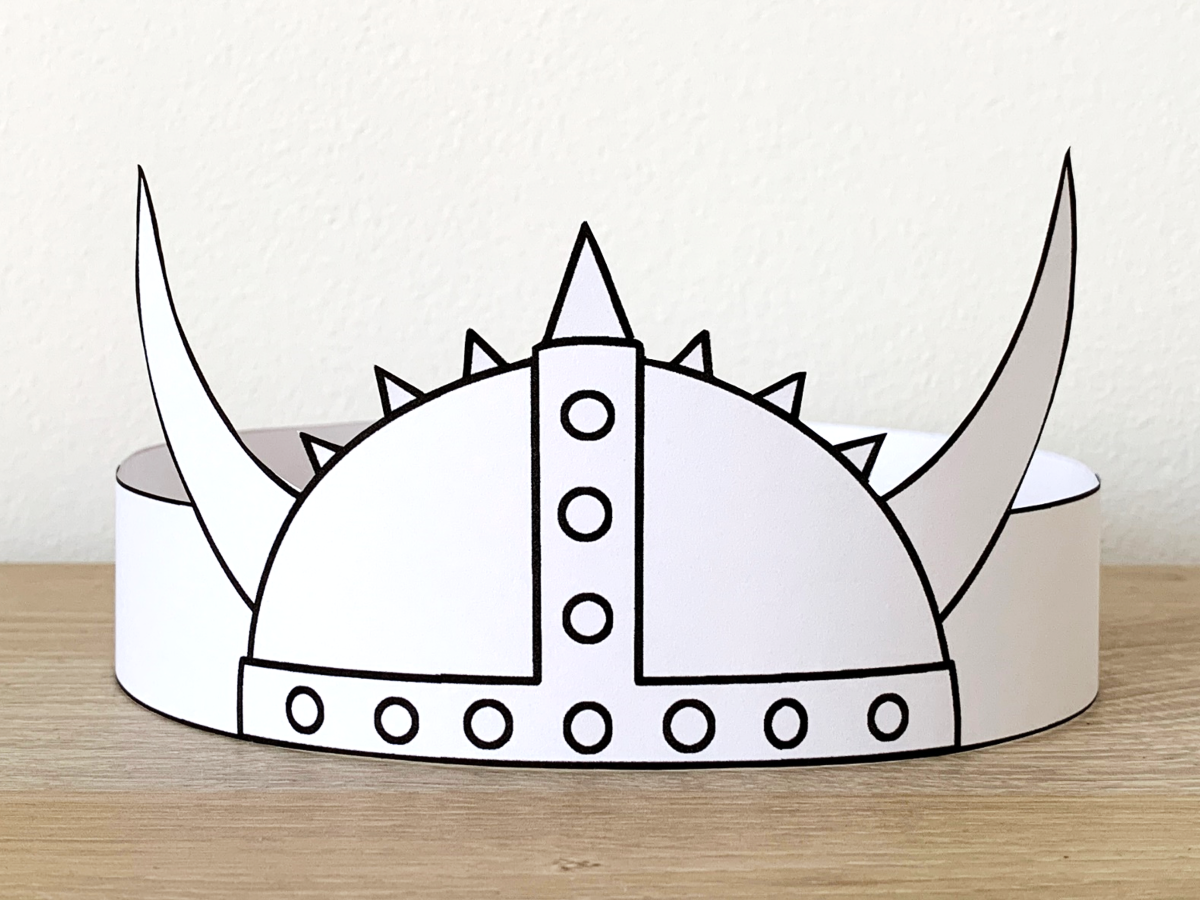 Viking helmet paper crown printable coloring craft made by teachers