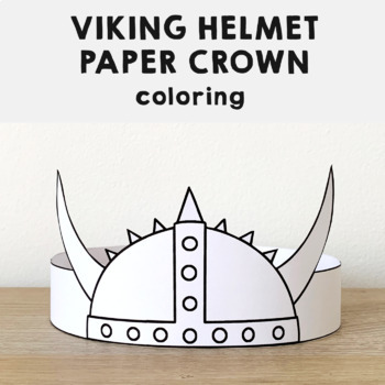 Viking helmet paper crown printable coloring craft activity for kids