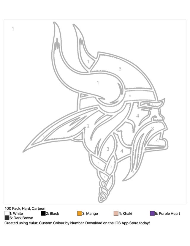 Vikings logo color by numbers awesome for kidsor bored adults rminnesotavikings