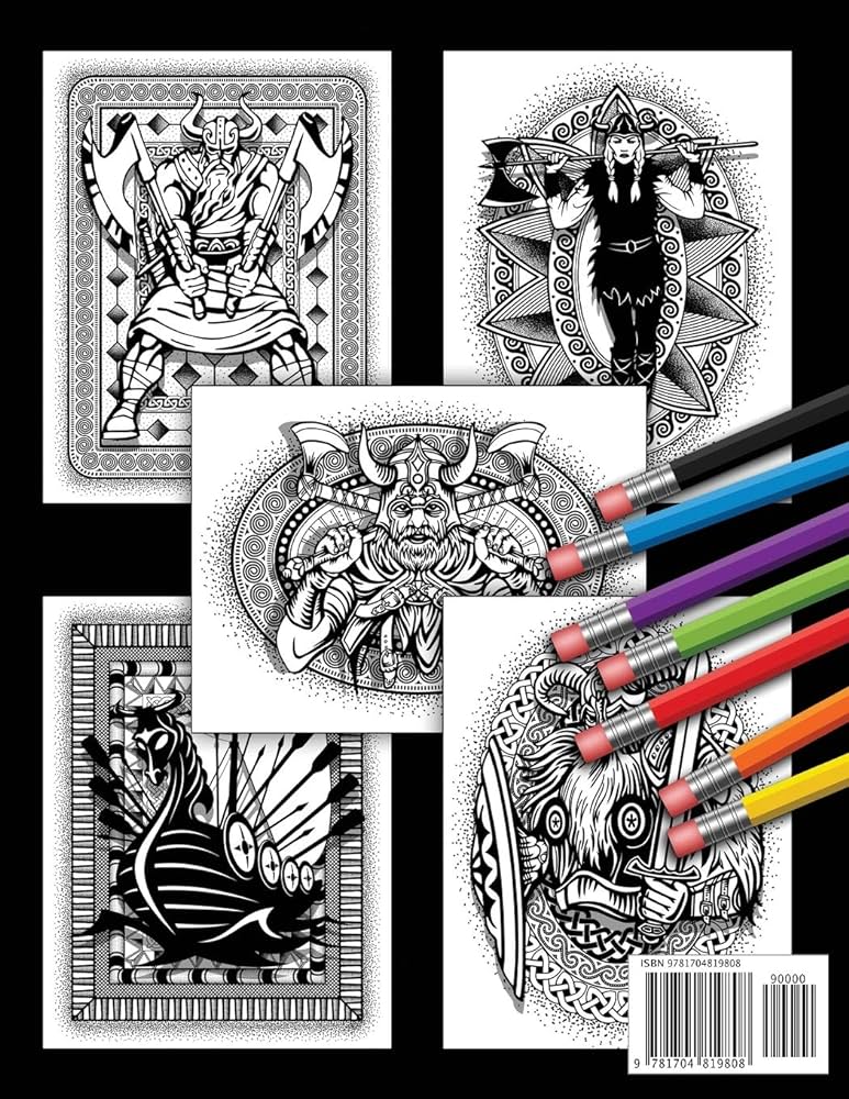 Viking coloring book celtic norse warriors berserkers shield maidens dragon boats and more to color books infinity viking books