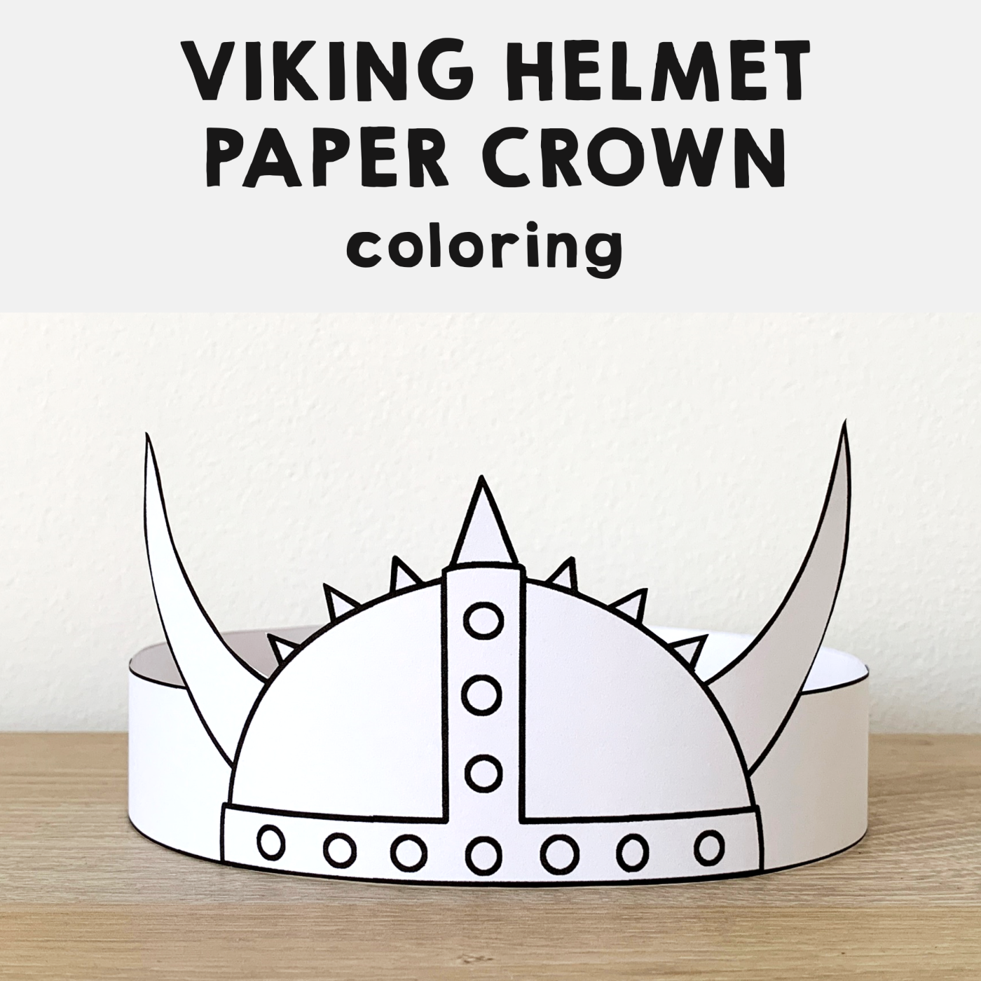 Viking helmet paper crown printable coloring craft made by teachers