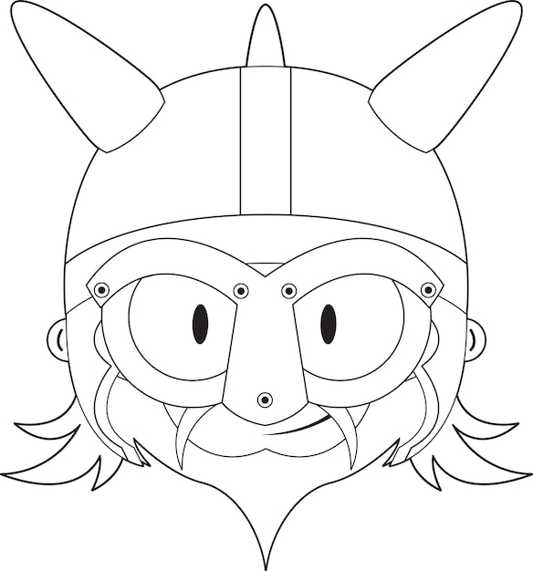 Premium vector cute cartoon viking warrior colouring in norse history illustration