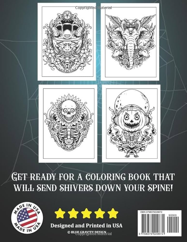 Spooky tattoo coloring book for adults eerie coloring book features hand