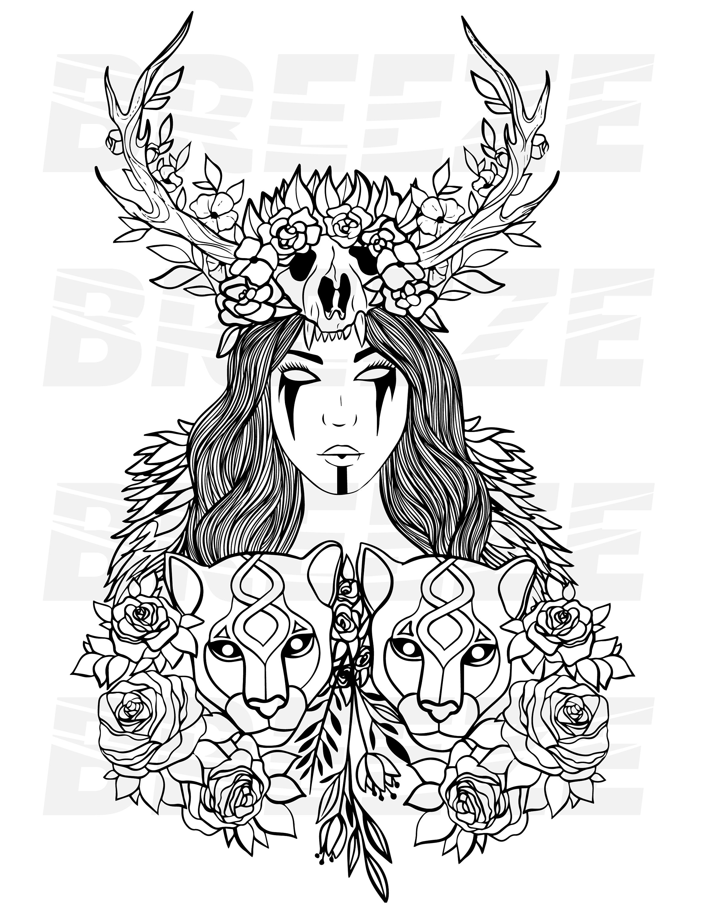 Printable norse pagan coloring page freya