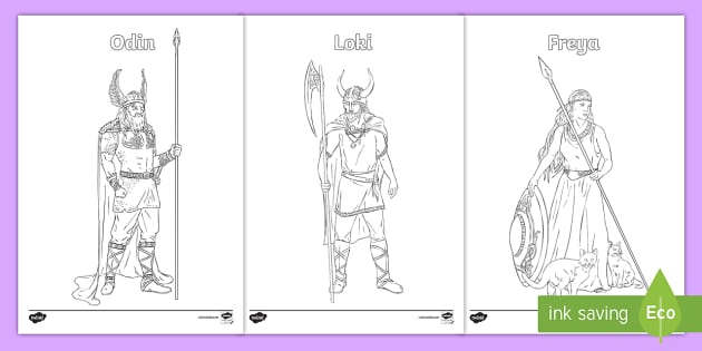 Ks viking god colouring sheets teacher made