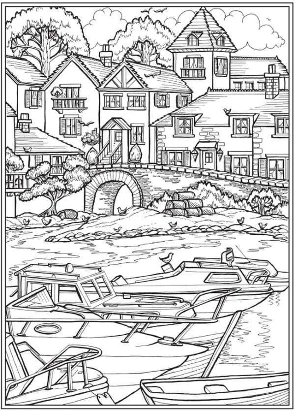 Charming village coloring pages detailed coloring pages fall coloring pages coloring pages