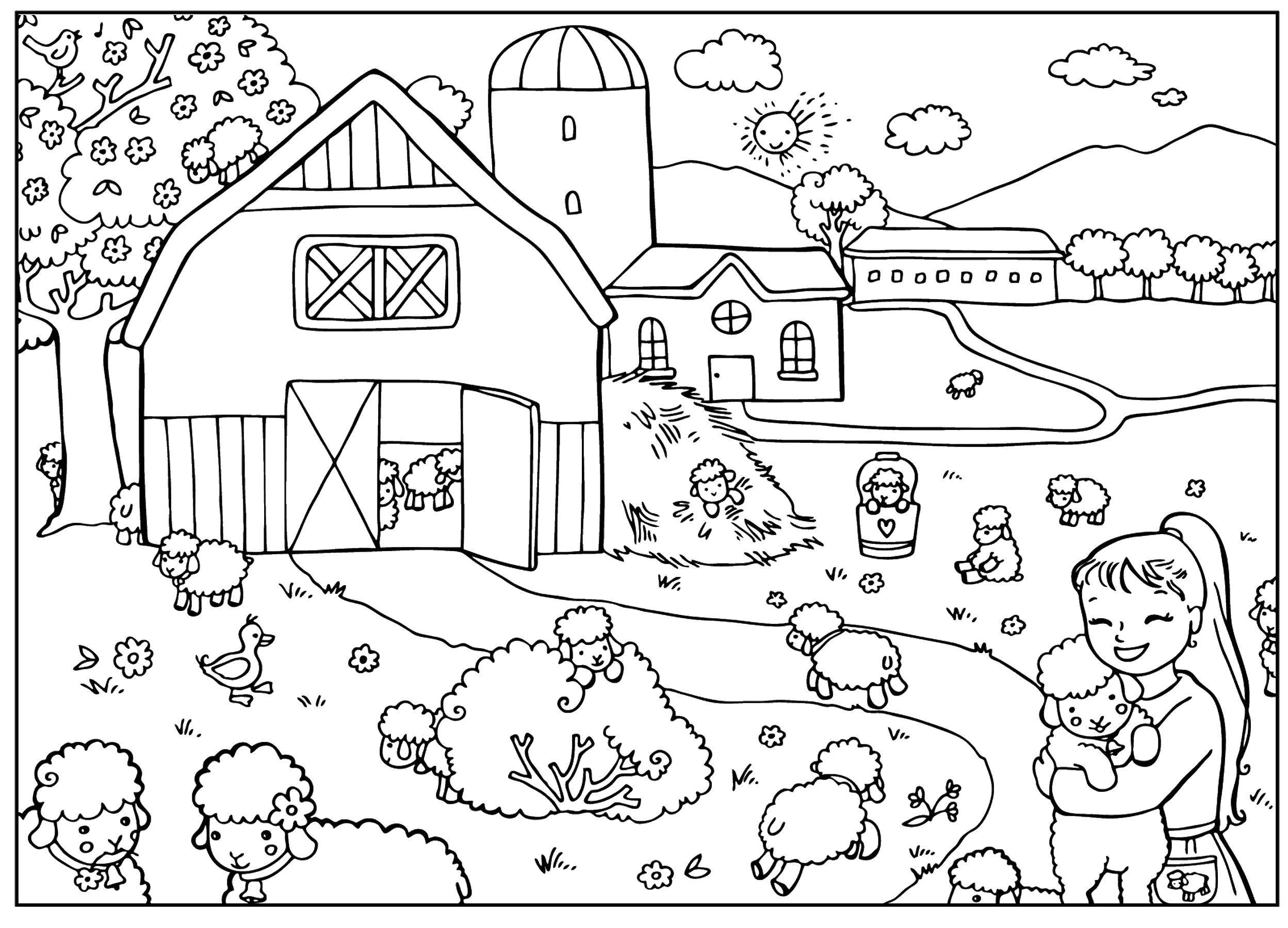 Online coloring pages coloring page sheep in the village the village coloring pages website