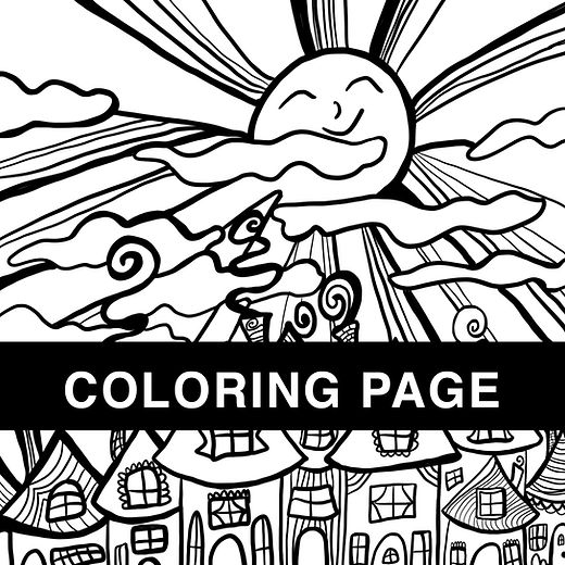 Sunny village coloring page jenny maroney
