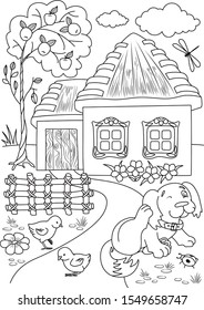 Village coloring page village illustration cute stock vector royalty free