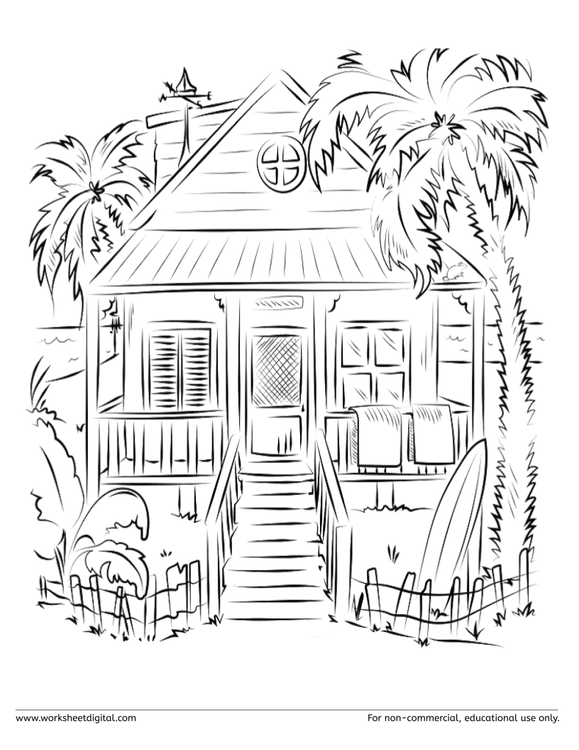 Coloring page the village