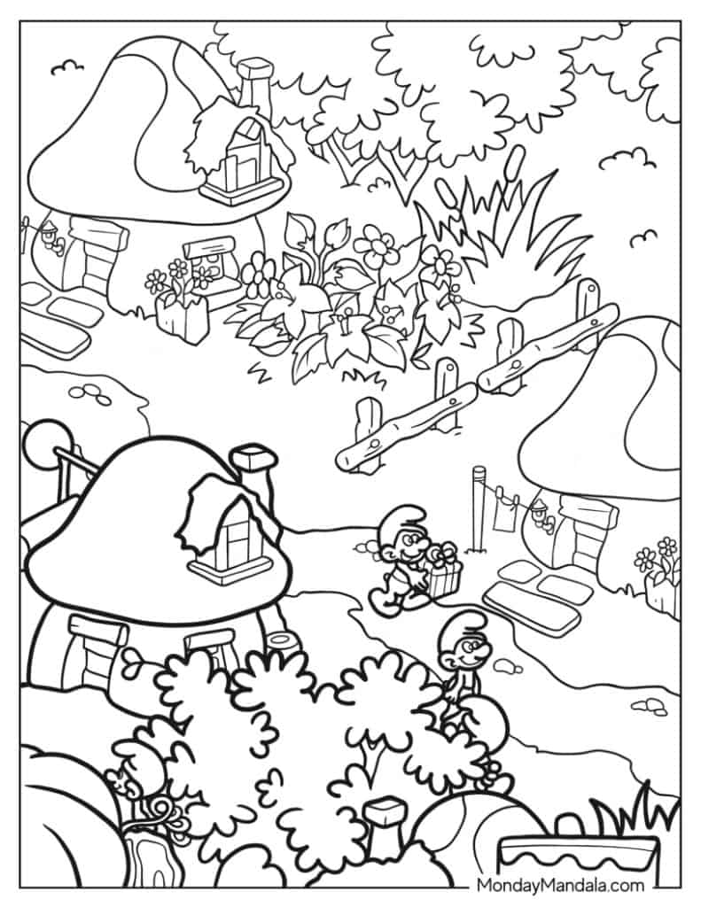 Smurf coloring pages free pdf printables
