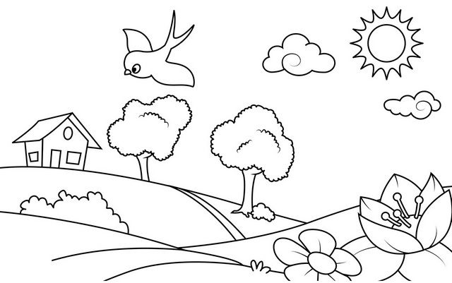 Peaceful and beautiful village coloring pages coloring pages meditative coloring cartoon coloring pages