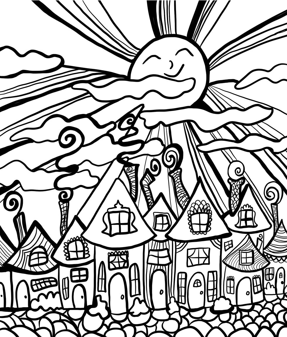 Sunny village coloring page jenny maroney