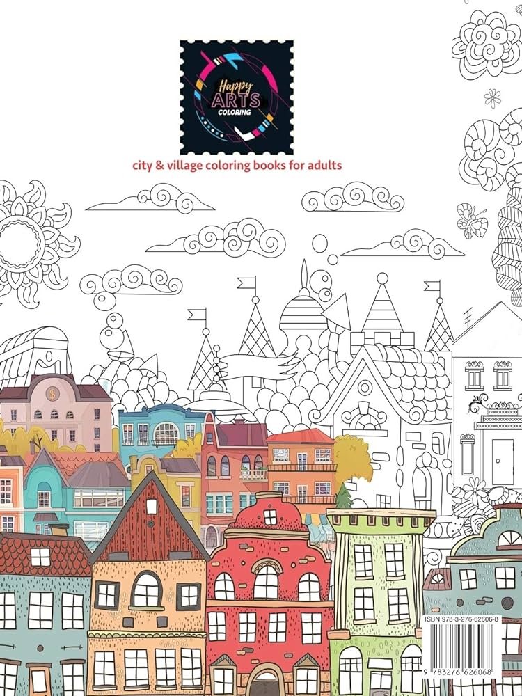 Walk in the village fantasy coloring books for adults intricate pattern city village coloring books for adults coloring happy arts books