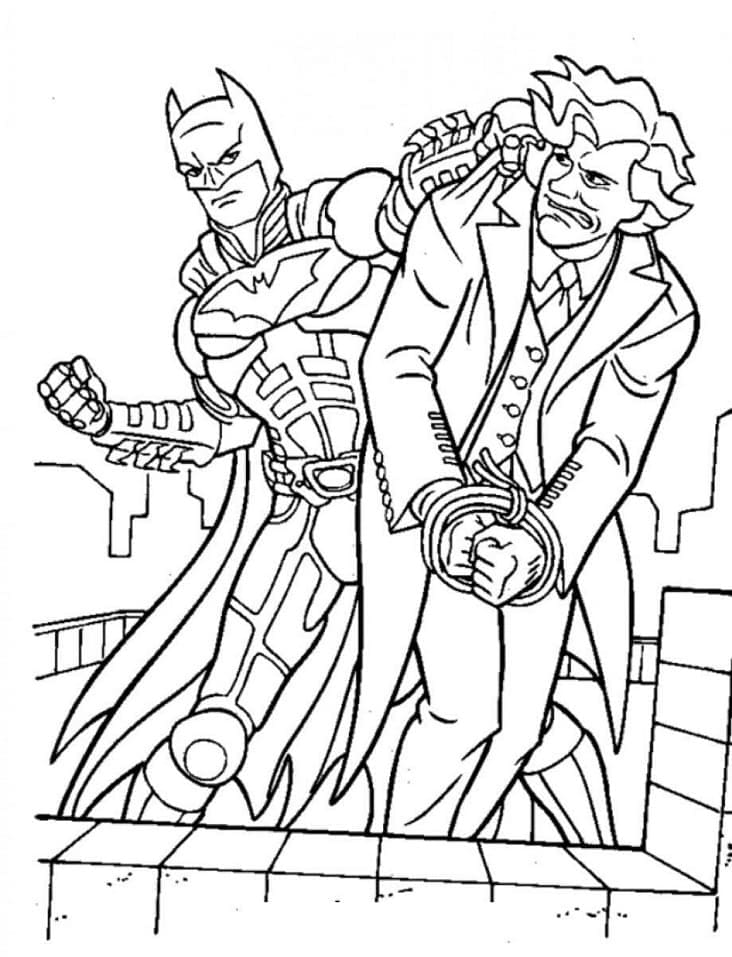 Batman and villain coloring page