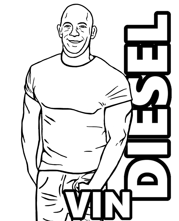 Free printable vin diesel coloring page