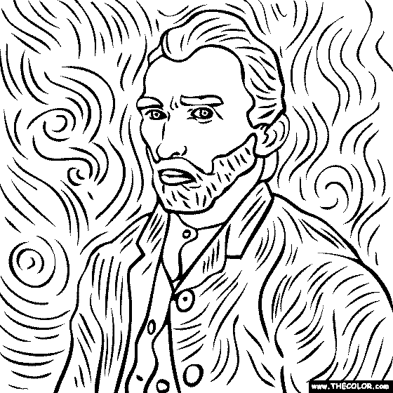 Free coloring page of vincent van gogh painting