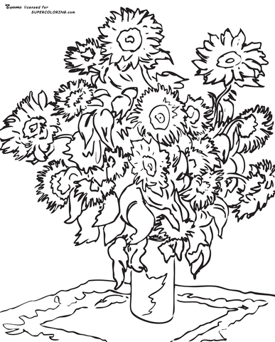 Sunflower by claude monet coloring page free printable coloring pages